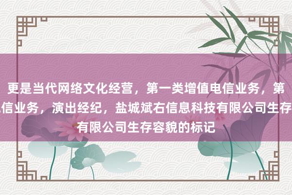更是当代网络文化经营,第一类增值电信业务,第二类增值电信业务,演出经纪,盐城斌右信息科技有限公司生存容貌的标记